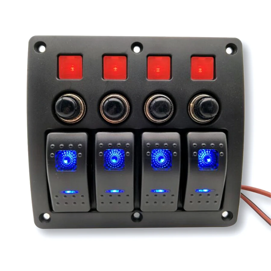 4 point combination panel switch panel DC12V / 24V Waterproof Blue Led For car yacht With Overload Protection
4 point combination panel switch panel DC12V / 24V Waterproof Blue Led For car yacht With Overload Protection