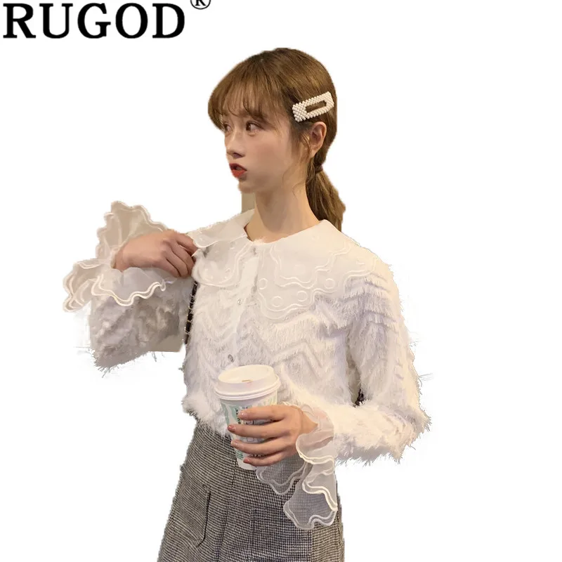 RUGOD Korean flare sleeve Pink blouses Casual ripple tassel shirts women Office wear party lace blouse shirt camicette donna
RUGOD Korean flare sleeve Pink blouses Casual ripple tassel shirts women Office wear party lace blouse shirt camicette donna