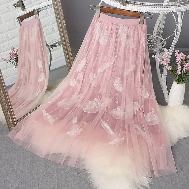 YOFEAI Women's Long Skirt Pleated Skirt Waist Elascity Faldas Party Skirt Fashion Mesh Loose Embroidery Beading High Waist
YOFEAI Women's Long Skirt Pleated Skirt Waist Elascity Faldas Party Skirt Fashion Mesh Loose Embroidery Beading High Waist