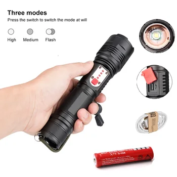 LED Aluminum USB recharging XML-T6 Flashlight 3 modes Torch Lamp Light 18650 Battery Emergency Power Bank Light
LED Aluminum USB recharging XML-T6 Flashlight 3 modes Torch Lamp Light 18650 Battery Emergency Power Bank Light