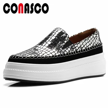 CONASCO New Women Flats Platforms Shoes Woman Round Toe Genuine Leather Spring Summer Casual Shoes Woman Loafter Fltas Shoes
CONASCO New Women Flats Platforms Shoes Woman Round Toe Genuine Leather Spring Summer Casual Shoes Woman Loafter Fltas Shoes