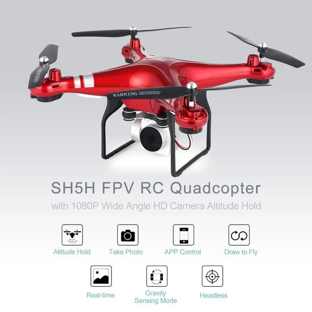 HD Camera SH5H FPV Drone with Wide Angle1080P/720P Live Video Headless Mode Gravity Sense Return Key RC Quadcopter
HD Camera SH5H FPV Drone with Wide Angle1080P/720P Live Video Headless Mode Gravity Sense Return Key RC Quadcopter