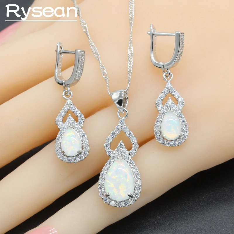 925 Silver Bridal Jewelry Sets Water Drop Australia White Blue Opal Zirconia For Women Necklace Pendant Dangle Earrings
925 Silver Bridal Jewelry Sets Water Drop Australia White Blue Opal Zirconia For Women Necklace Pendant Dangle Earrings