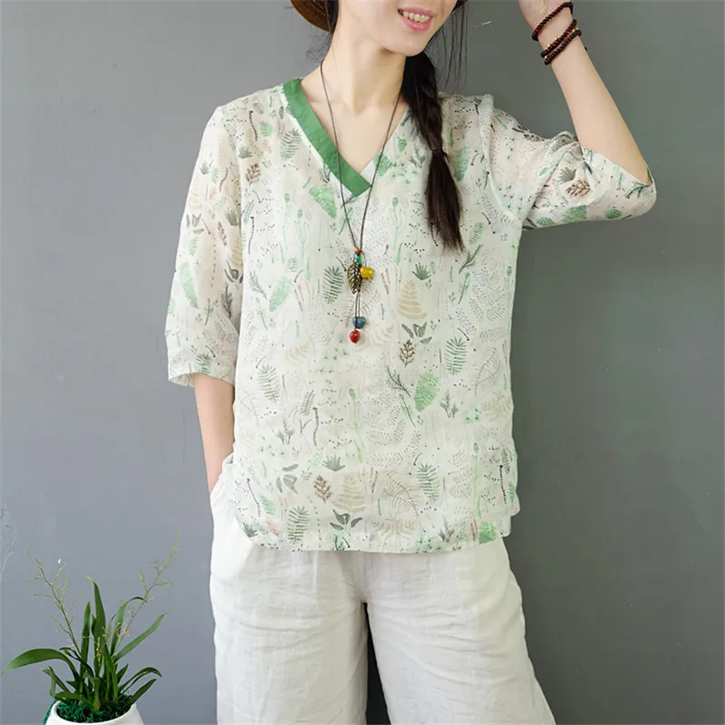 SCUWLINEN 2019 Women Summer Shirts Vintage Print V-neck Patchwork Half-sleeve Loose Thin Ramie Blouse Female Tops Vestidos S867
SCUWLINEN 2019 Women Summer Shirts Vintage Print V-neck Patchwork Half-sleeve Loose Thin Ramie Blouse Female Tops Vestidos S867