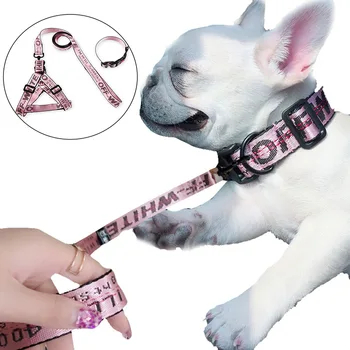 Fashion Lettered Pet Dog Collar Harness Leash Set 1.5cm Durable Nylon Rope Leads French Bulldog Puppy Walking Dogs Pet Supplies 
Fashion Lettered Pet Dog Collar Harness Leash Set 1.5cm Durable Nylon Rope Leads French Bulldog Puppy Walking Dogs Pet Supplies