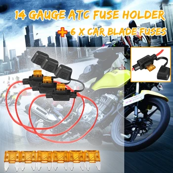 

HOT 3x 200mm Waterproof Fuse Holders 14 Gauge ATC Fuse Holder In-line AWG Wire 6PCS 11mm Car Blade Fuses