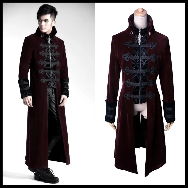 PUNK RAVE Men Gothic Winter Velvet Fabric Long Jacket Coat Wine Red Steampunk Stage Performance Printed Street Trench Coat
PUNK RAVE Men Gothic Winter Velvet Fabric Long Jacket Coat Wine Red Steampunk Stage Performance Printed Street Trench Coat