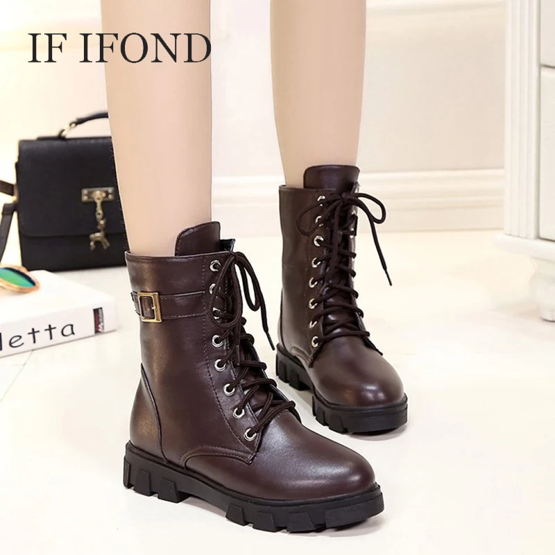 Winter Boots Women Round Toe PU Leather Ankle Boots For Women Middle Heel With Classic British Warm Plush Platform Boots Woman
Winter Boots Women Round Toe PU Leather Ankle Boots For Women Middle Heel With Classic British Warm Plush Platform Boots Woman