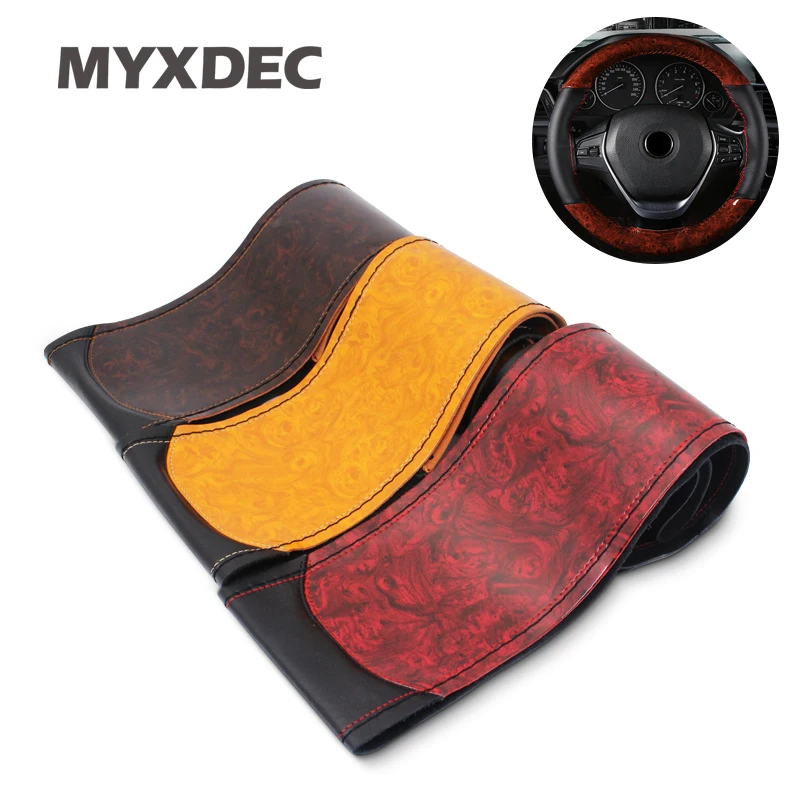 MYXDEC Elegant fash Steering Wheel Cover Four Sections Small Black Lychee Pattern Splice Wood Grain Size 38cm For Most Car
MYXDEC Elegant fash Steering Wheel Cover Four Sections Small Black Lychee Pattern Splice Wood Grain Size 38cm For Most Car