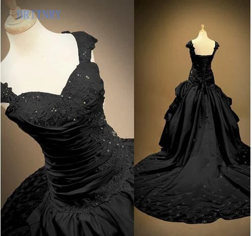 BRITNRY Sweetheart Black Wedding Dress Satin Lace with Beading A Line Bridal Dresses 2018
BRITNRY Sweetheart Black Wedding Dress Satin Lace with Beading A Line Bridal Dresses 2018