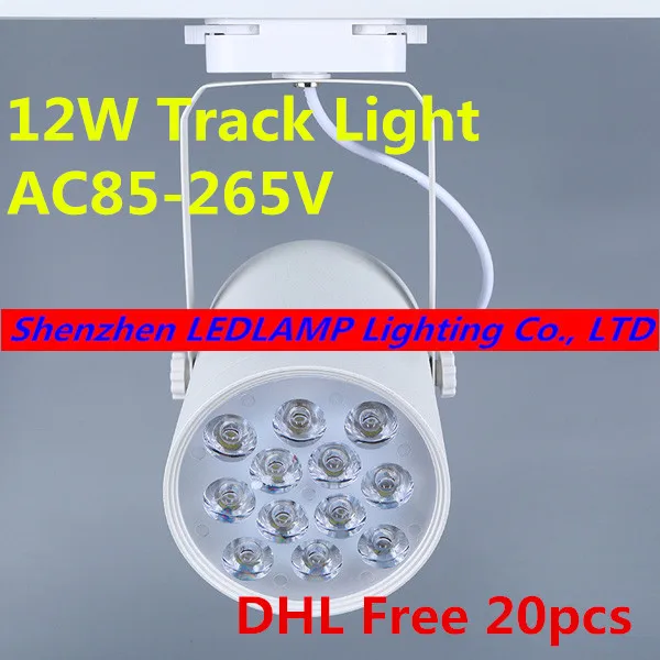 Фото Lowest Price! 12W LED Track Light Lamp Rail Spot White/Black Shell 85-265V Warm White/Cold White DHL/Fedex 20pcs | Освещение