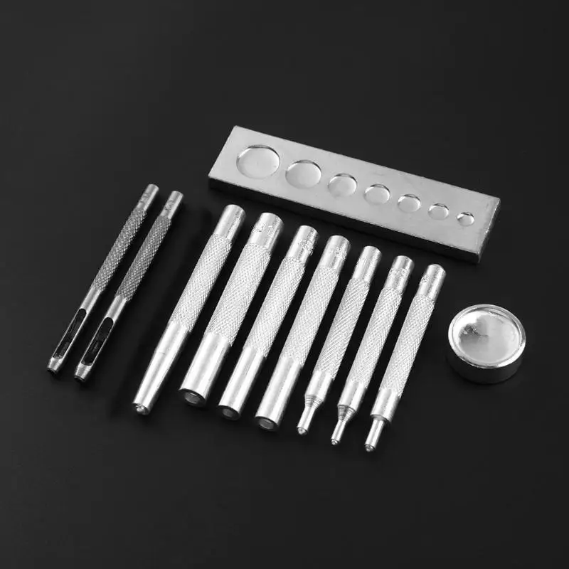 11pcs/set Leather Hole Punches Snap Metal Leather Tools Fastener Installation Kit Rivet Setter Base Leather Tool Kit
11pcs/set Leather Hole Punches Snap Metal Leather Tools Fastener Installation Kit Rivet Setter Base Leather Tool Kit