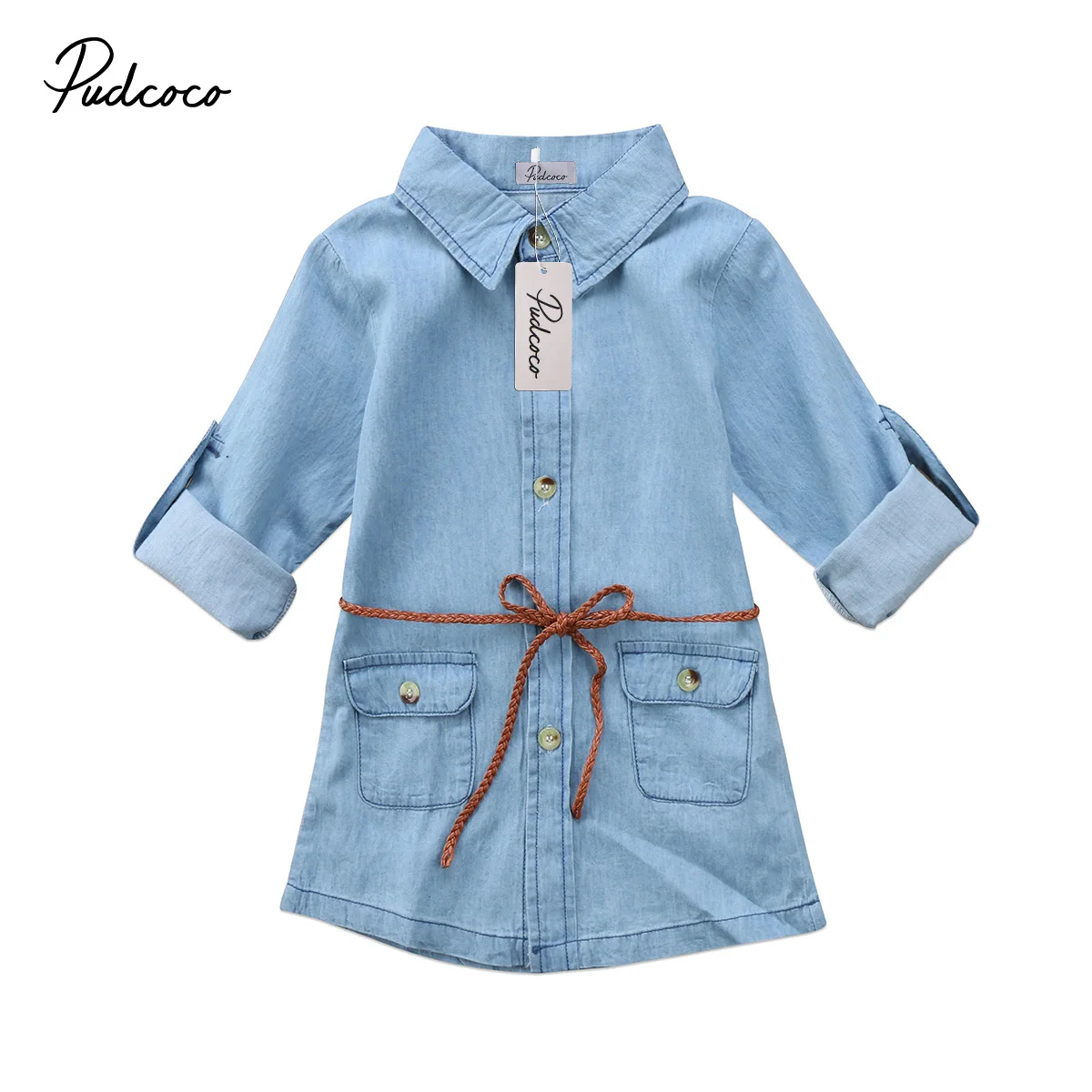 Kids Girl Denim Dress Long Sleeve Casual Clothes With Pocket Hot Selling Fall Mini | Детская одежда и обувь