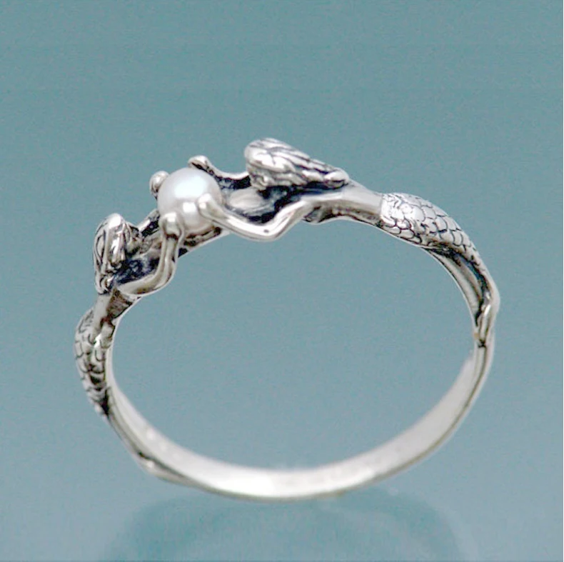 Fairy Tales Mermaids with Simulated Pearl Rings Antique Silver Bride Wedding Engagement Jewelry For Women Female Love Gifts
Fairy Tales Mermaids with Simulated Pearl Rings Antique Silver Bride Wedding Engagement Jewelry For Women Female Love Gifts