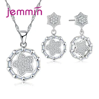 New Lady Jewelry Set 925 Sterling Silver Austrian Crystal Star Flower Pendant/Necklace/Earring Set For Wedding
New Lady Jewelry Set 925 Sterling Silver Austrian Crystal Star Flower Pendant/Necklace/Earring Set For Wedding