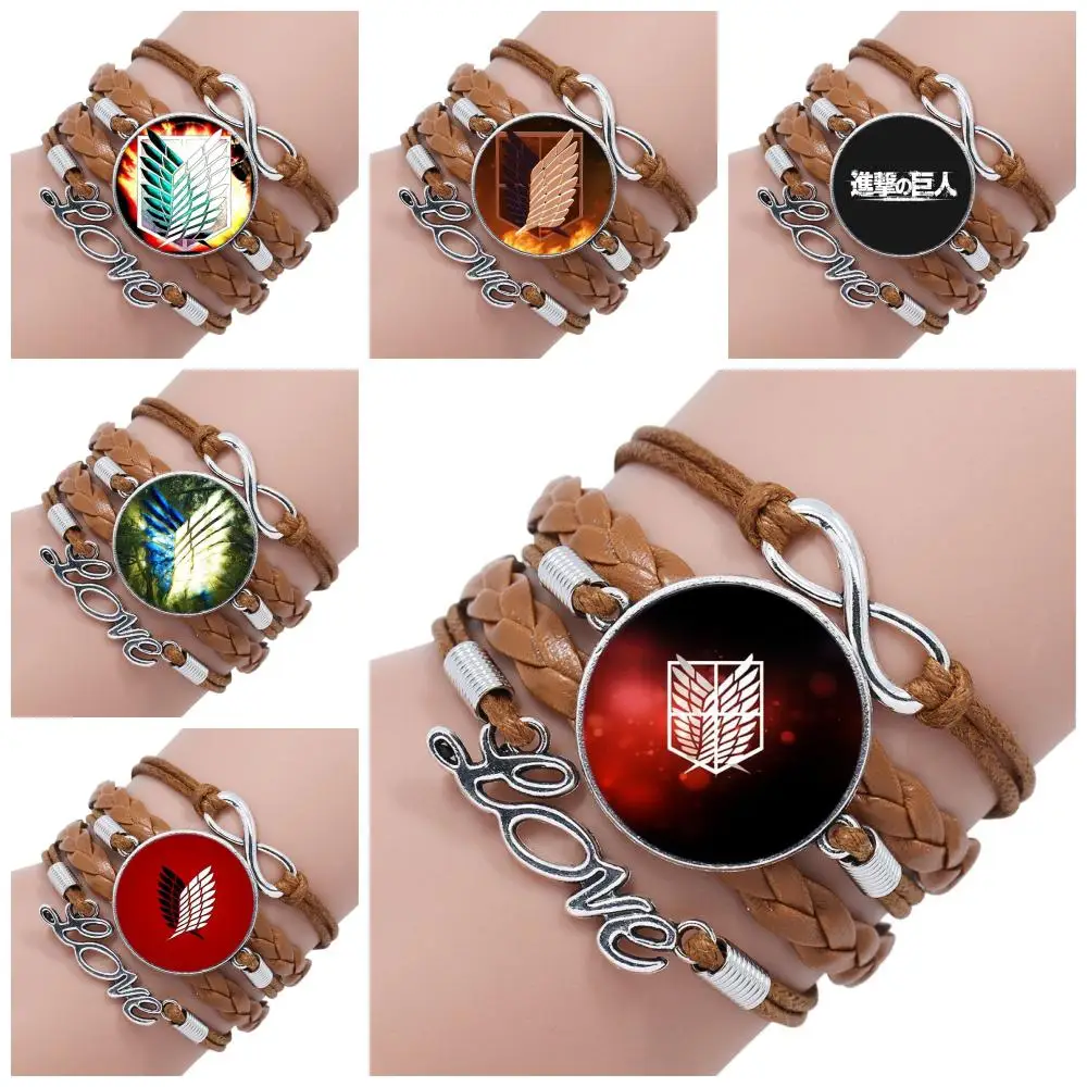 For Schoolgirl Maxi Anime Attack On Titan Logo Glass Cabochon Multilayer Black/Brown Leather Bracelet Bangle Jewelry
For Schoolgirl Maxi Anime Attack On Titan Logo Glass Cabochon Multilayer Black/Brown Leather Bracelet Bangle Jewelry