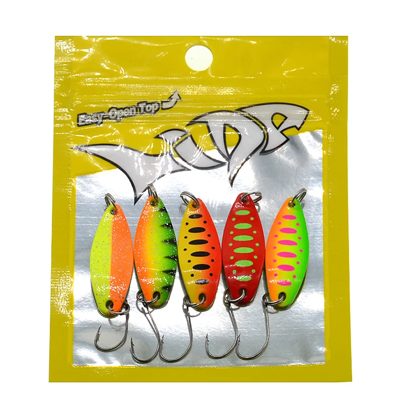 3.5g Spoon Lure Fishing 5 Pieces Bag Artificial Hard Lures Bait Small Fish Spoons Single Hook
3.5g Spoon Lure Fishing 5 Pieces Bag Artificial Hard Lures Bait Small Fish Spoons Single Hook