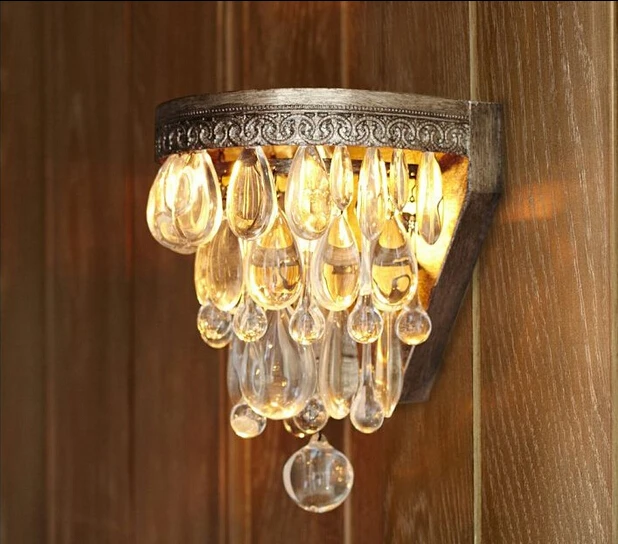 Nordic living room bedroom wall lamp vintage wrought iron bedside lamp aisle corridor crystal lamps, E14, AC220V.
Nordic living room bedroom wall lamp vintage wrought iron bedside lamp aisle corridor crystal lamps, E14, AC220V.