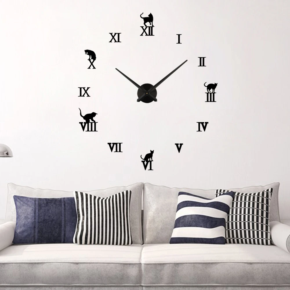 Hot 3D Large Wall Clocks Mirror Wall Stickers DIY Clock Modern Cat Design Horloge Murale Reloj De Pared Wand Klok 
Hot 3D Large Wall Clocks Mirror Wall Stickers DIY Clock Modern Cat Design Horloge Murale Reloj De Pared Wand Klok