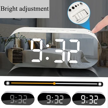 LED Digital large number display Alarm Clock Mirror watch with snooze function Home Decoration Electronic nixie clock usb charge
LED Digital large number display Alarm Clock Mirror watch with snooze function Home Decoration Electronic nixie clock usb charge