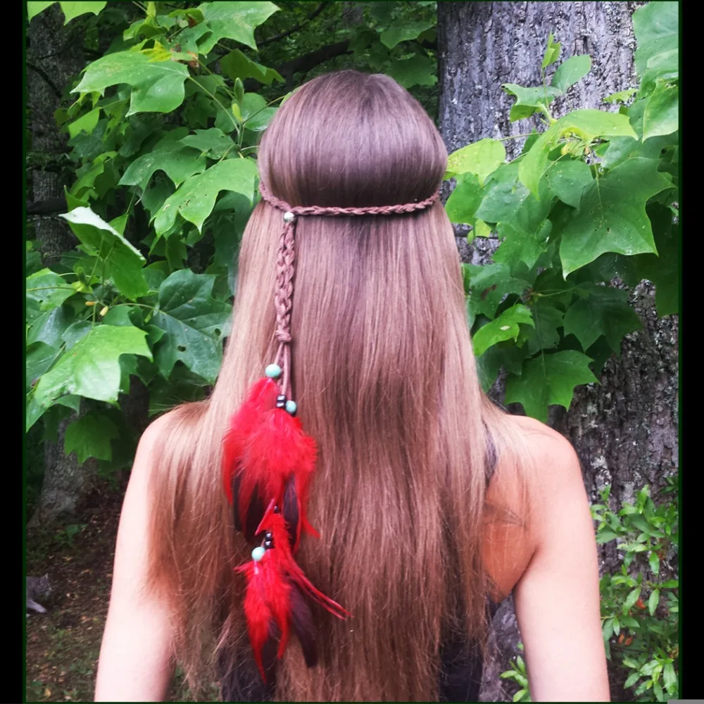 Богемный этнический фестиваль головной убор для хиппи красные аксессуары волос