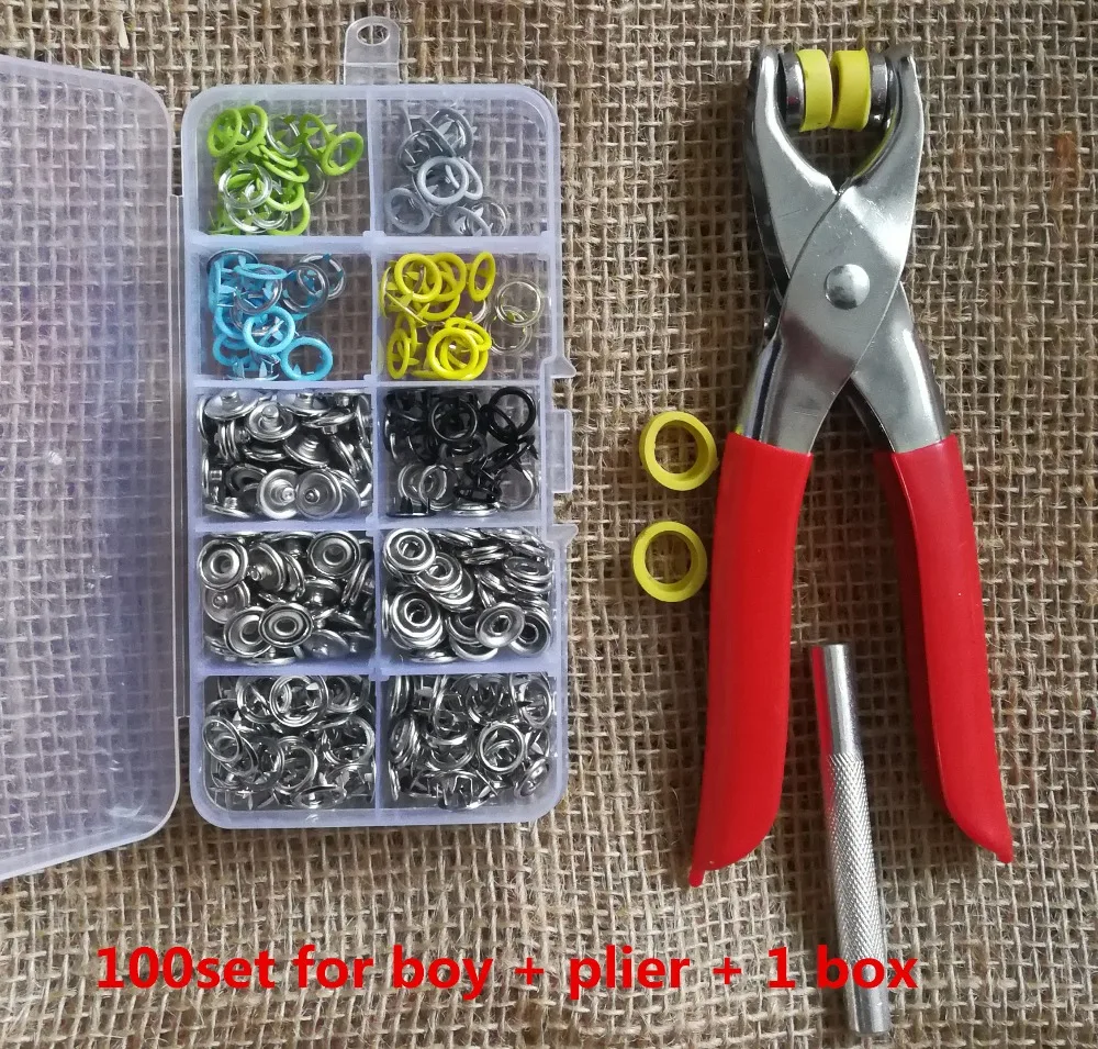 Fastener Snap Button Plier + 100pcs 9.5mm Long Prong Snap Buttons Brass Silver Press Stud Cloth Sewing Accessories
Fastener Snap Button Plier + 100pcs 9.5mm Long Prong Snap Buttons Brass Silver Press Stud Cloth Sewing Accessories