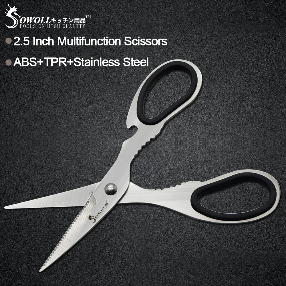 Sowoll Stainless Steel Kitchen Scissor ABS+TPR Handle Sharp Blade Multifunction Bottle Opener Nat Cracker Kitchen Cooking Helper
Sowoll Stainless Steel Kitchen Scissor ABS+TPR Handle Sharp Blade Multifunction Bottle Opener Nat Cracker Kitchen Cooking Helper