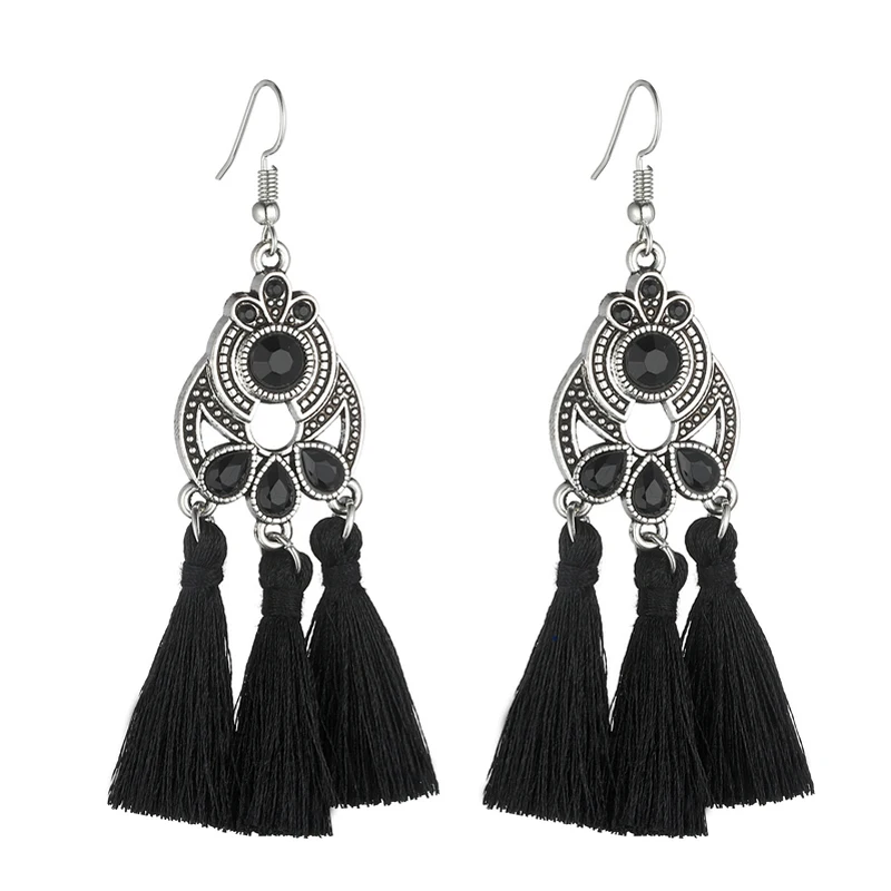 LOVBEAFAS Bohemian Crystal Tassel Earrings Black White Blue Red Pink Silk Fabric Long Drop Tassel Earrings For Women Jewelry
LOVBEAFAS Bohemian Crystal Tassel Earrings Black White Blue Red Pink Silk Fabric Long Drop Tassel Earrings For Women Jewelry