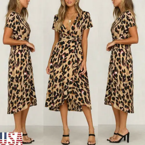 2019 Stylish Women High-waist Leopard Short Sleeve Lace-up Sexy V-Neck Long Maxi Dress Evening Party Dresses Summer Clothes S-XL
2019 Stylish Women High-waist Leopard Short Sleeve Lace-up Sexy V-Neck Long Maxi Dress Evening Party Dresses Summer Clothes S-XL