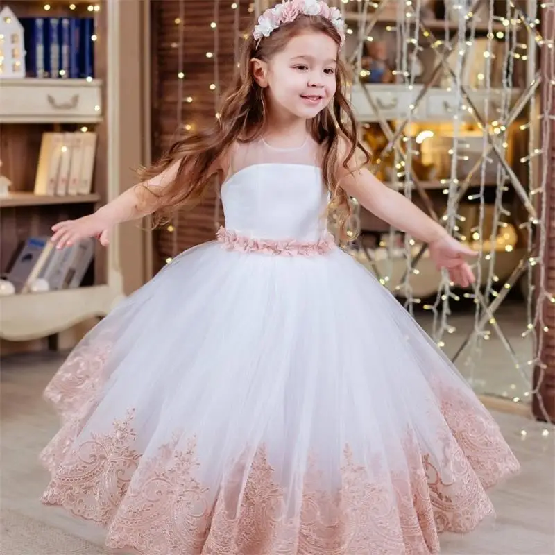 Custom Made Flower Girl Dresses 2019 O Neck Lace Appliques Girls Pageant Gowns Cheap Communion Dress
Custom Made Flower Girl Dresses 2019 O Neck Lace Appliques Girls Pageant Gowns Cheap Communion Dress