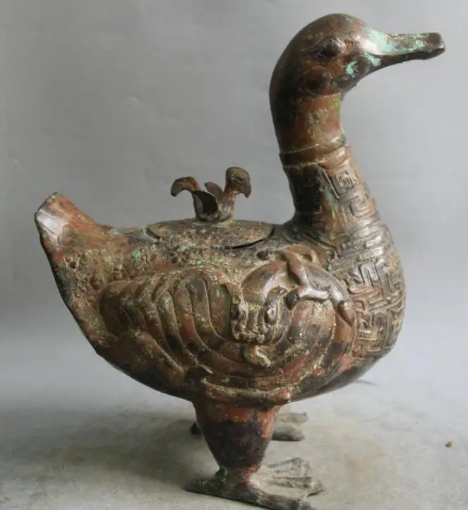 Details about 14' Old Chinese Dynasty Bronze Vessel Duck Bird Statue Wine Jar Pot Censer Zun
Details about 14' Old Chinese Dynasty Bronze Vessel Duck Bird Statue Wine Jar Pot Censer Zun