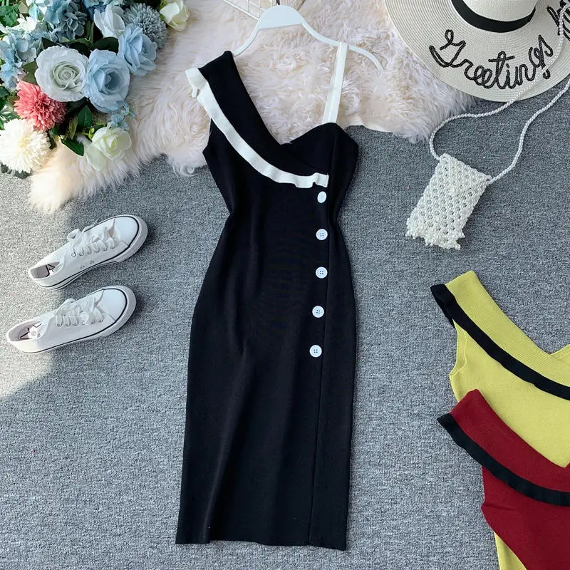 Summer Sexy Knitted Dress Women off Shoulder Party Dress Hip Package Slim Sheath Sleeveless Knitting Dresses Frocks jurk
Summer Sexy Knitted Dress Women off Shoulder Party Dress Hip Package Slim Sheath Sleeveless Knitting Dresses Frocks jurk