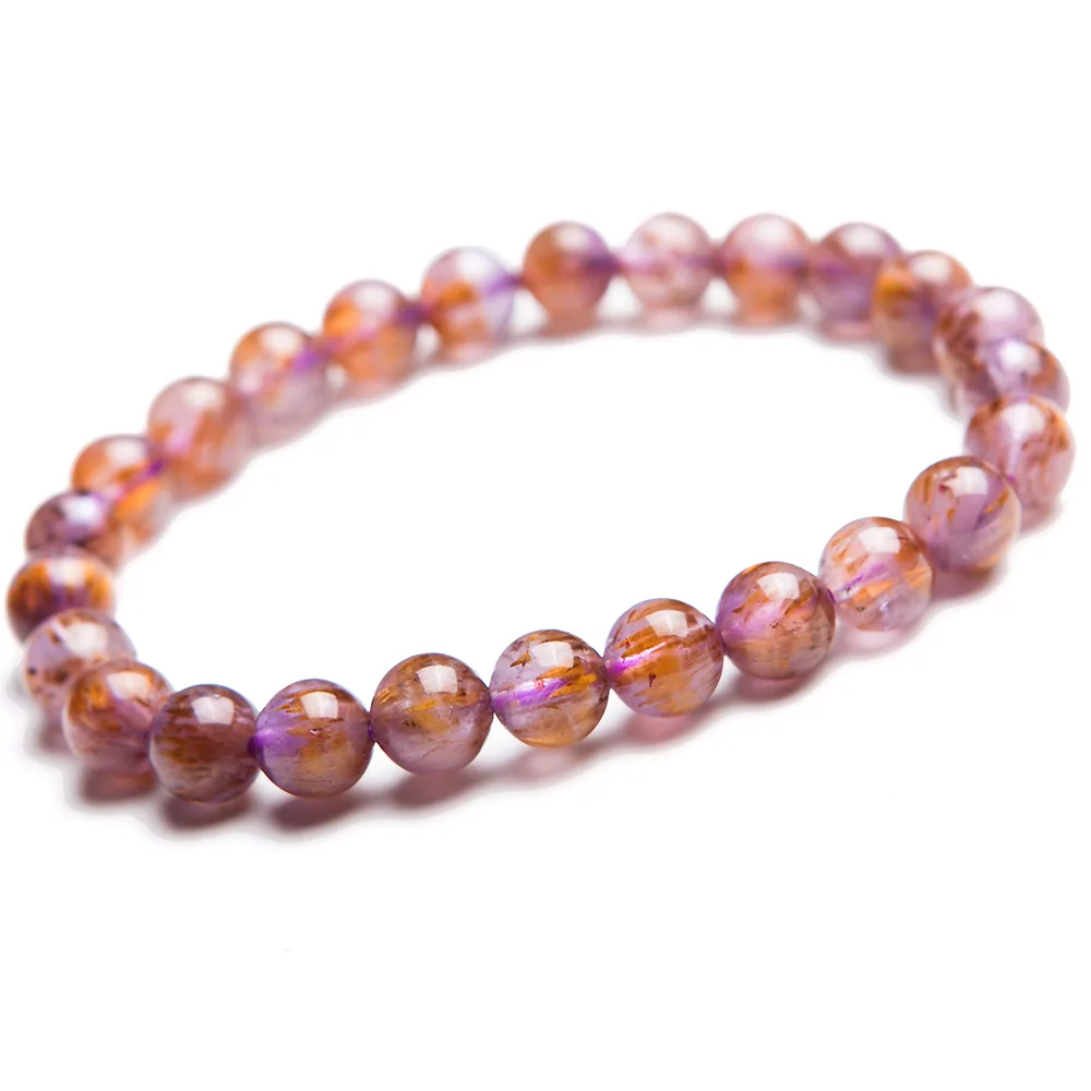 7.5mm Genuine Natural Cacoxenite Purple Rutilated Quartz Bracelets Women Men Stretch Crystal Round Beads Bracelet AAAA
7.5mm Genuine Natural Cacoxenite Purple Rutilated Quartz Bracelets Women Men Stretch Crystal Round Beads Bracelet AAAA