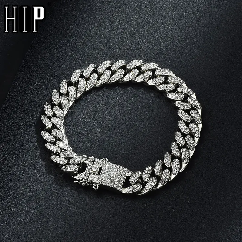Hip Hop Bling Iced Out Miami Cuban Link Chain Full AAA Crystal Pave Men's Bracelet Gold Silver Color Bracelets for Men Jewelry
Hip Hop Bling Iced Out Miami Cuban Link Chain Full AAA Crystal Pave Men's Bracelet Gold Silver Color Bracelets for Men Jewelry