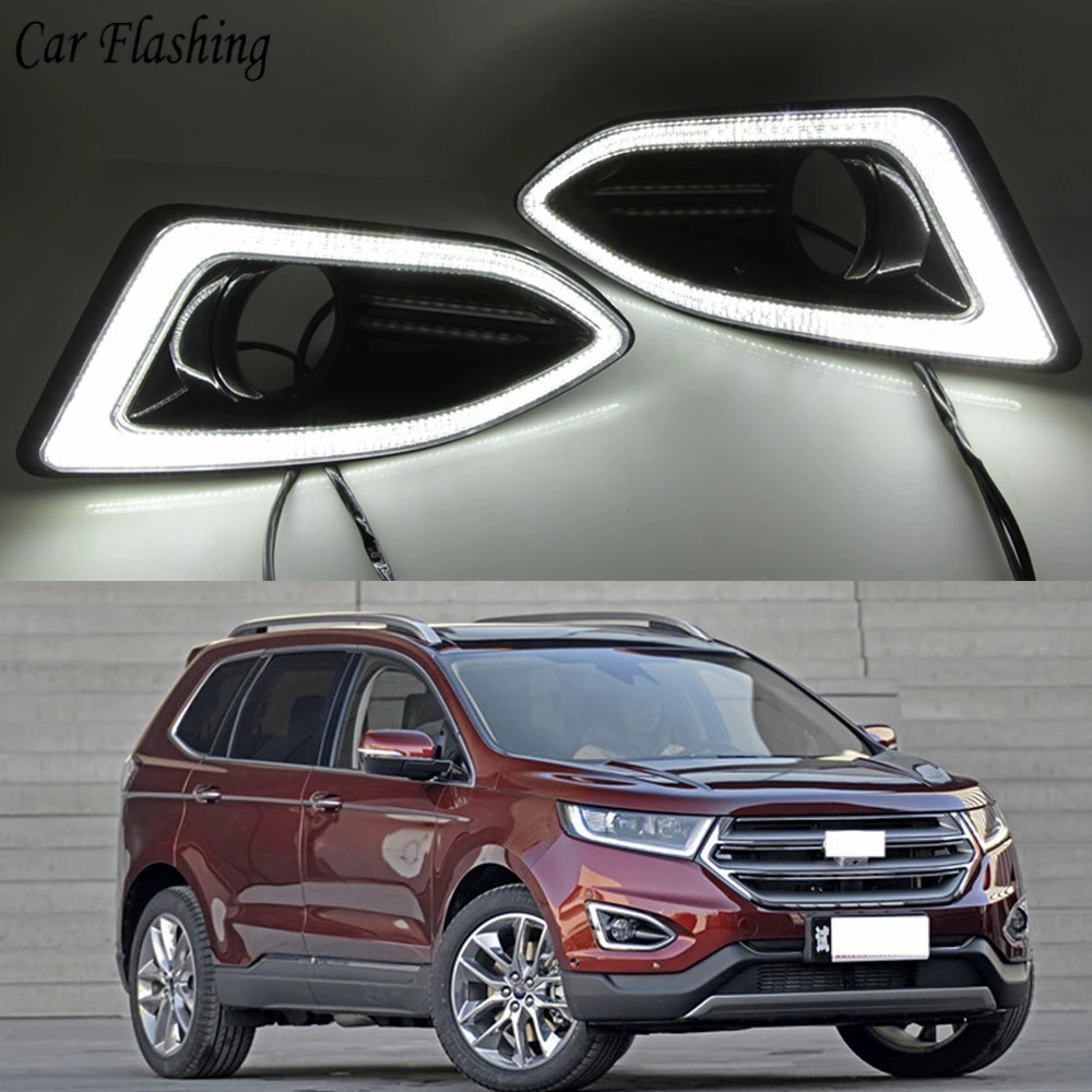 Car flashing 1Pair LED DRL Daytime Running Light Daylights 12V ABS Fog Lamp Hole with Turn siganl lamp For Ford Edge 2015 2016
Car flashing 1Pair LED DRL Daytime Running Light Daylights 12V ABS Fog Lamp Hole with Turn siganl lamp For Ford Edge 2015 2016
