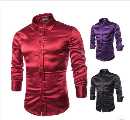 2018 New Men Dress Shirts Male Artificial Silk Casual Luxury Dress Stylish Shirt Man's Fashion Purple Black Wine Red Clothes
2018 New Men Dress Shirts Male Artificial Silk Casual Luxury Dress Stylish Shirt Man's Fashion Purple Black Wine Red Clothes