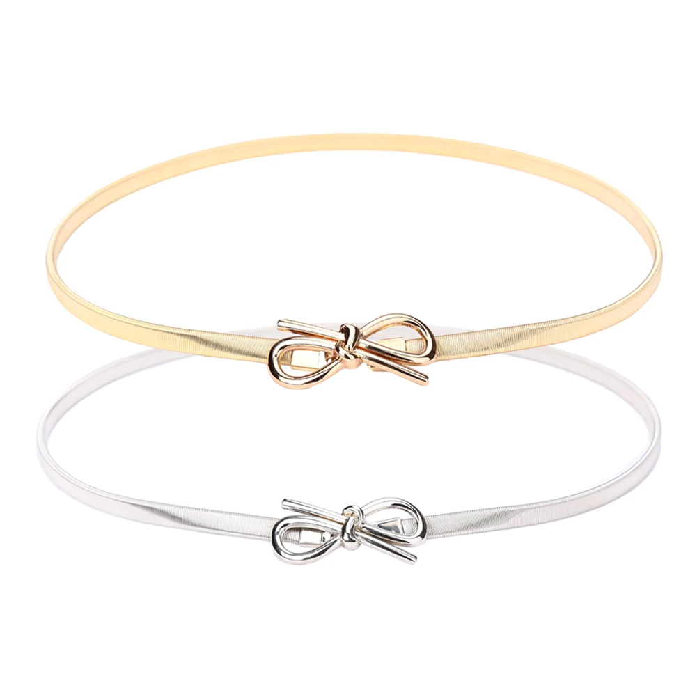 New Fashion Belt for Women Bow Clasp Front Stretch Skinny Elastic Woman Belt Bowknot Waist Strap Gold/Silver Ceinture Femme
New Fashion Belt for Women Bow Clasp Front Stretch Skinny Elastic Woman Belt Bowknot Waist Strap Gold/Silver Ceinture Femme