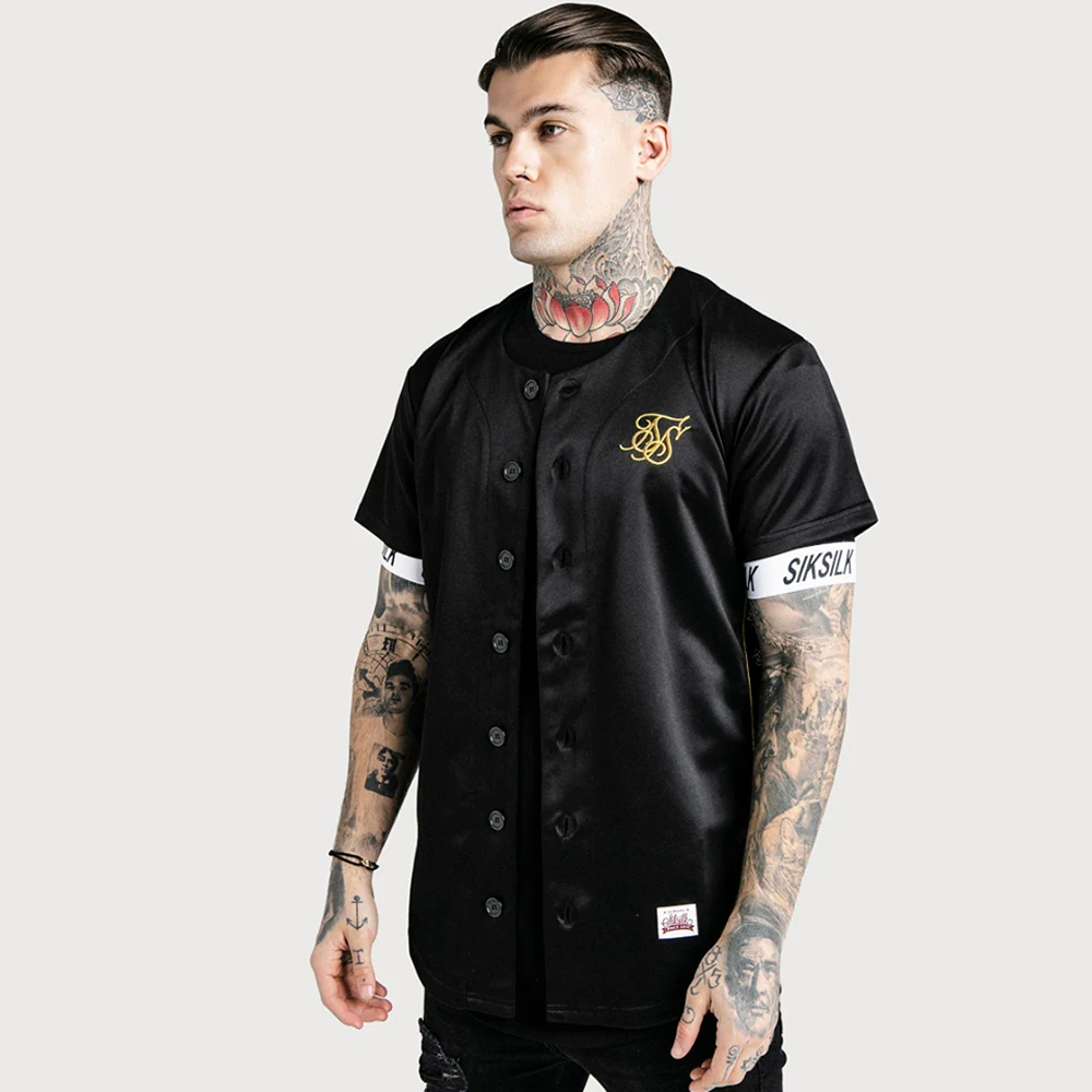

Бейсбольная Футболка siksilk с вышивкой, футболка в стиле хип-хоп для мужчин и женщин, цветная черно-белая хлопковая футболка