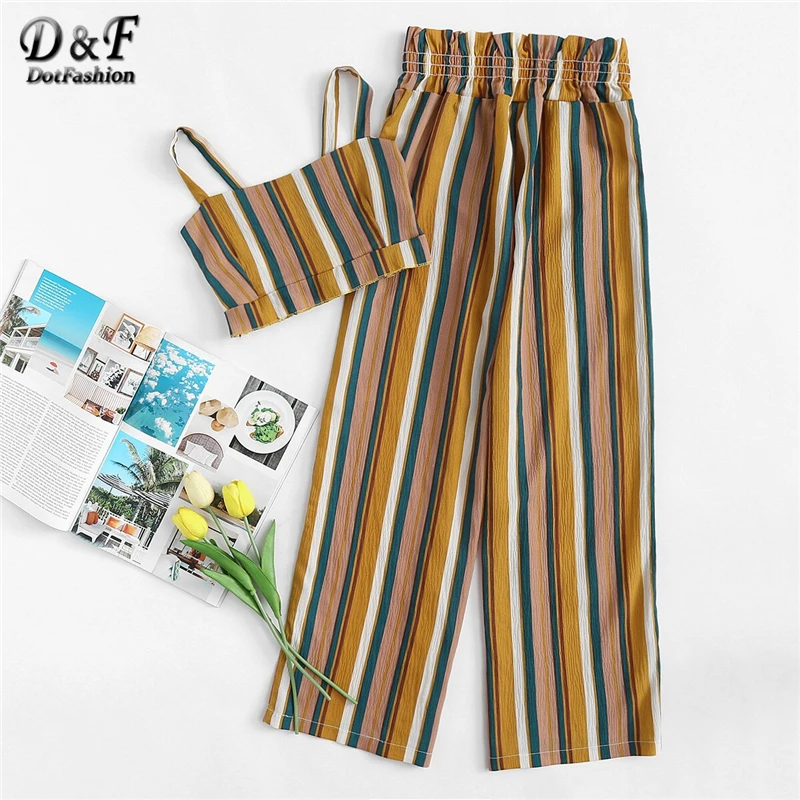 Dotfashion Colorblock Striped Crop Cami Top With Pants 2 Piece Women 2019 Boho Summer Sleeveless Wide Leg Two Piece Set Outfits
Dotfashion Colorblock Striped Crop Cami Top With Pants 2 Piece Women 2019 Boho Summer Sleeveless Wide Leg Two Piece Set Outfits