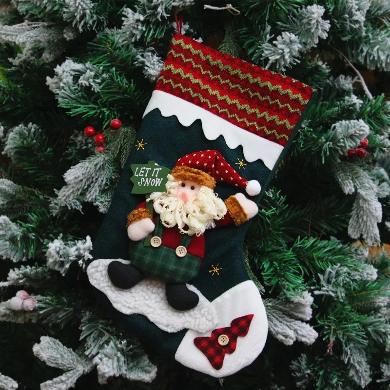 Christmas Large Size stocking Sugar Gift Bag Tree Hanging Santa Claus New Year Plaid Stockings Xmas Ornament Decoration 2017 
Christmas Large Size stocking Sugar Gift Bag Tree Hanging Santa Claus New Year Plaid Stockings Xmas Ornament Decoration 2017