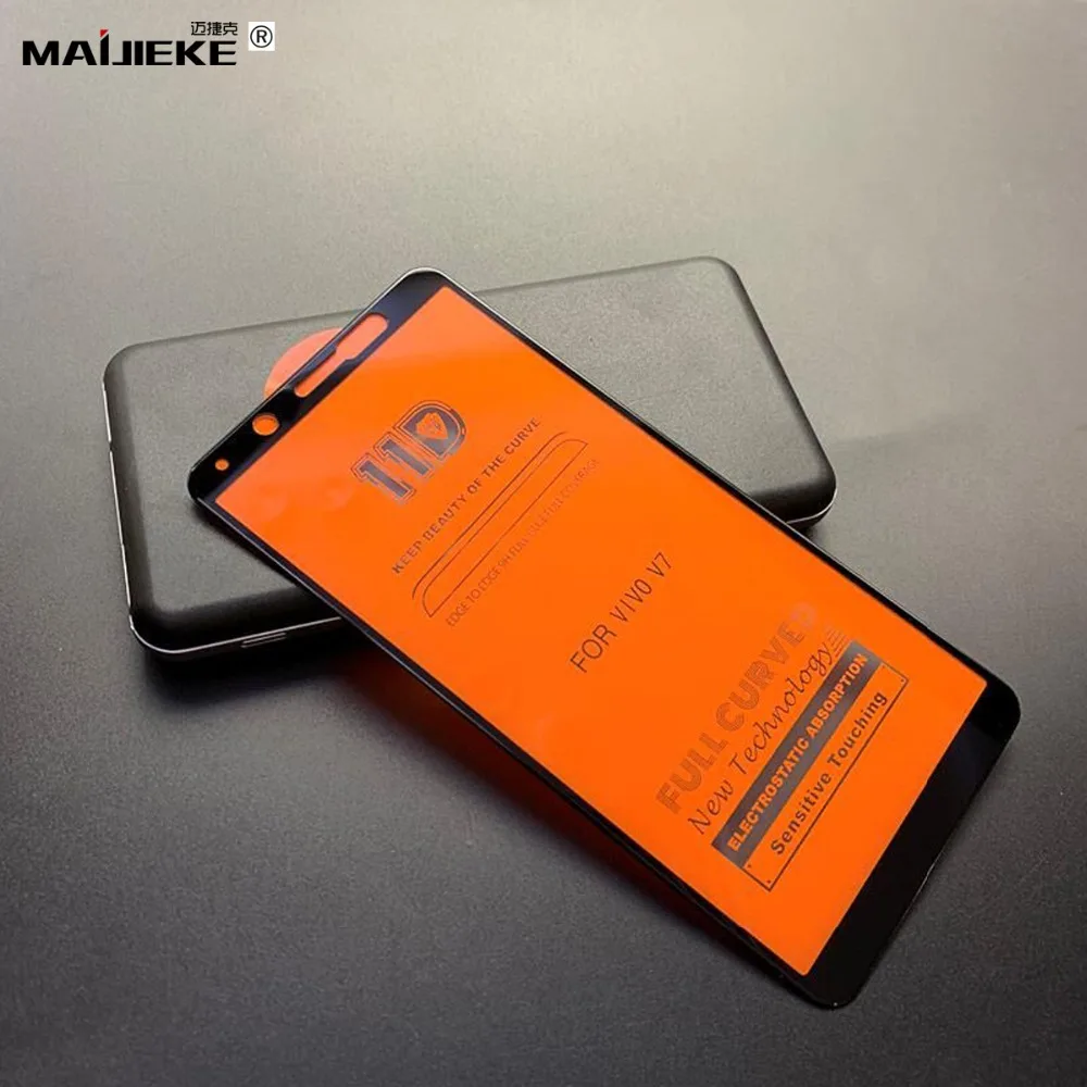 11D Full Cover Tempered Glass For VIVO Y81 Y83 Y93 Y95 Y97 Screen Protector ViVO V7 Plus Y75 Y79 V9 Y85 Protective | Мобильные