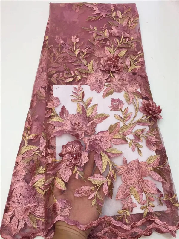 New African 3d Lace Fabric 2019 Embroidered Nigerian Laces beads High Quality French Tulle For Wedding | Дом и сад
