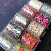1 caja 10 Uds lámina de transferencia de manicura DIY decoración de uñas decoración de moda pegatinas calcomanías, 2,5*100 cm art Deco Foil(China)