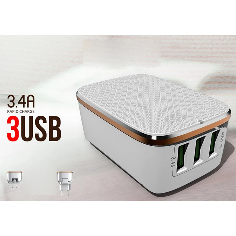 Adapter 2-IN-1 Fast Charger Adapter 5V 3.4A 3-Port LED Lamp USB Charger Travel Wall EU/US/AU/UK Plug Auto-ID Mobile Phone
Adapter 2-IN-1 Fast Charger Adapter 5V 3.4A 3-Port LED Lamp USB Charger Travel Wall EU/US/AU/UK Plug Auto-ID Mobile Phone