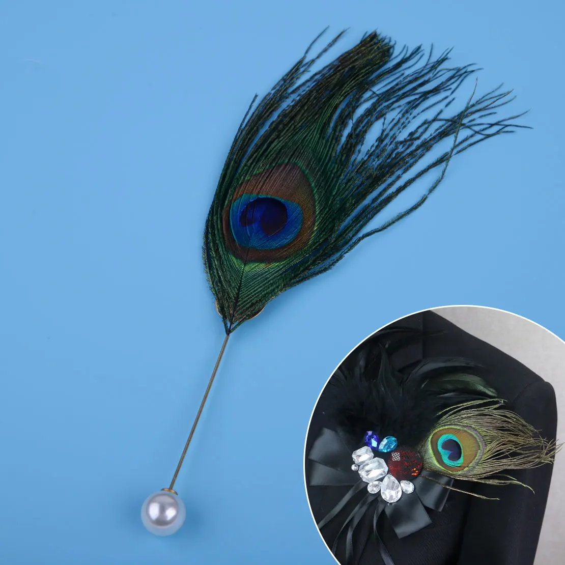 Peacock Feather Plume Boutonniere Gold Lapel Brooch Stick Pin for Tie Hat Scarf Party Jewelry Fancy Dress Costume
Peacock Feather Plume Boutonniere Gold Lapel Brooch Stick Pin for Tie Hat Scarf Party Jewelry Fancy Dress Costume
