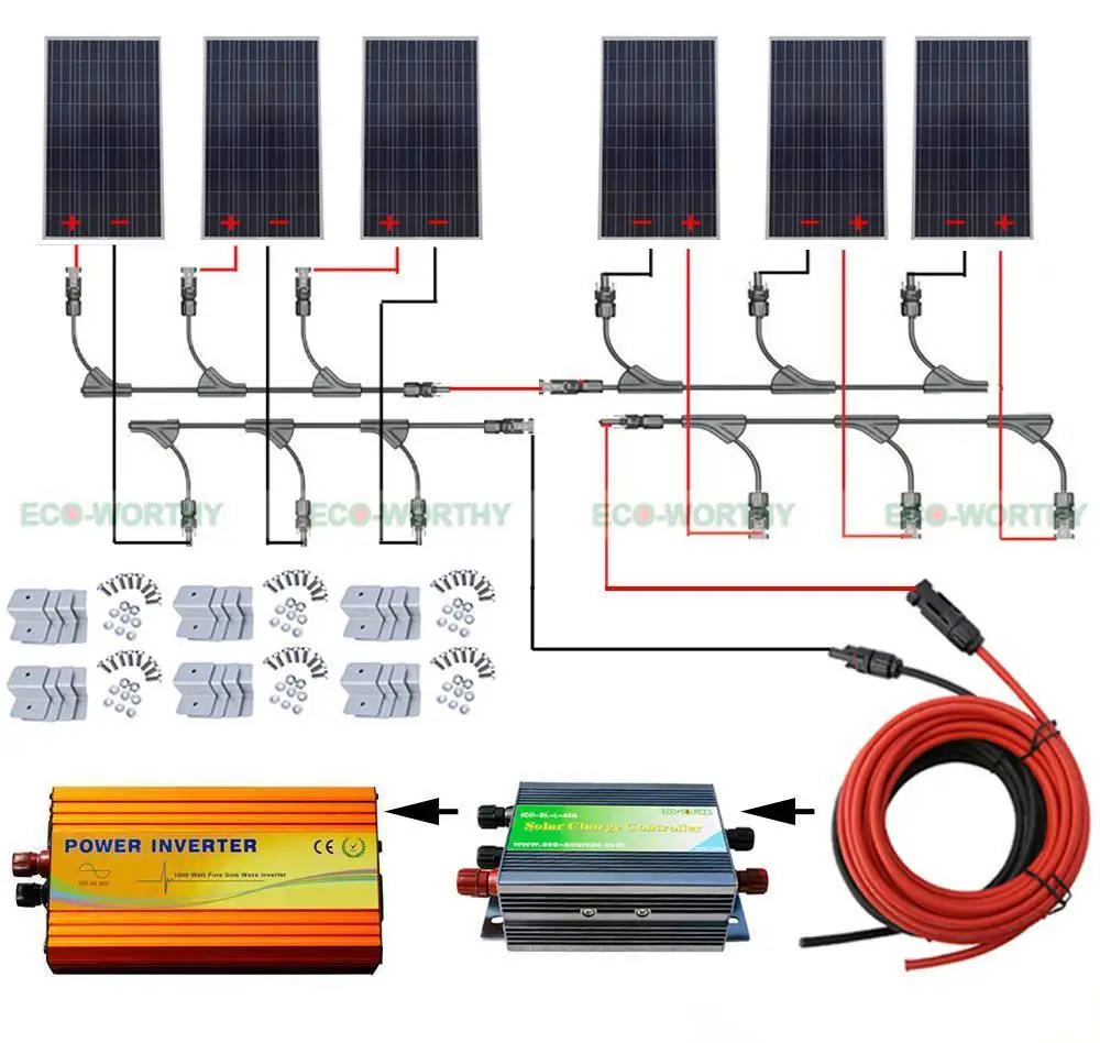 

6pcs 150W Solar Panel 900W Solar System w/ 45A Regulator 220V Inverter off Grid