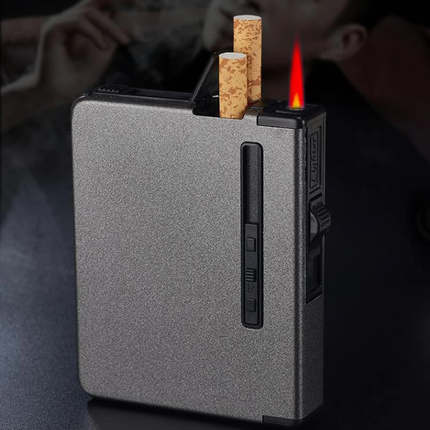 12 cigarette Thin Metal Automatic Cigarette Case Box With Inflatable Windproof Lighters Size 92*73*18mm
12 cigarette Thin Metal Automatic Cigarette Case Box With Inflatable Windproof Lighters Size 92*73*18mm