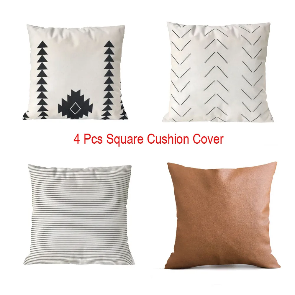 4Pcs Cushion Cover Decorative Pillow Case Stripes Geometric Faux Leather Sofa Seat Car Pillowcase Square Pillow cover Home Decor
4Pcs Cushion Cover Decorative Pillow Case Stripes Geometric Faux Leather Sofa Seat Car Pillowcase Square Pillow cover Home Decor