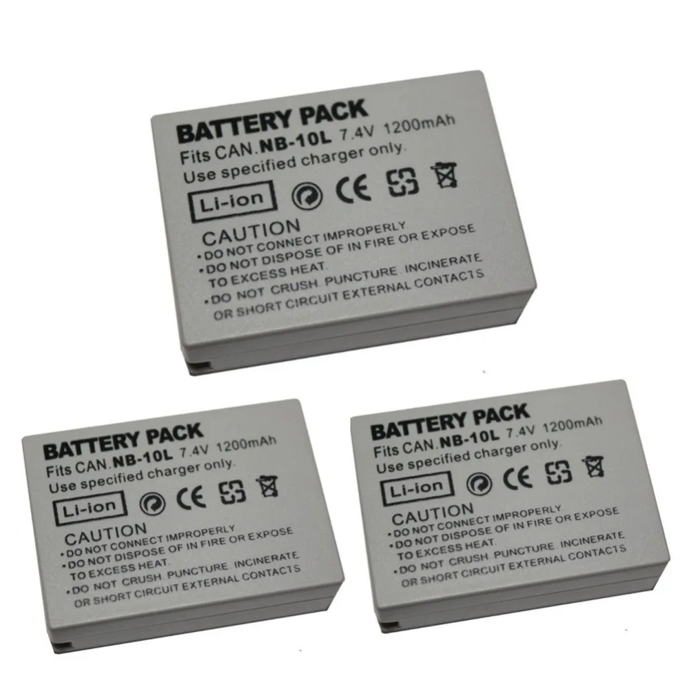 3 шт. 1200 мА/ч NB-10L NB10L Батарея для Canon SX40HS SX50HS SX60HS SX40 SX50 SX60 HS Камера | Электроника