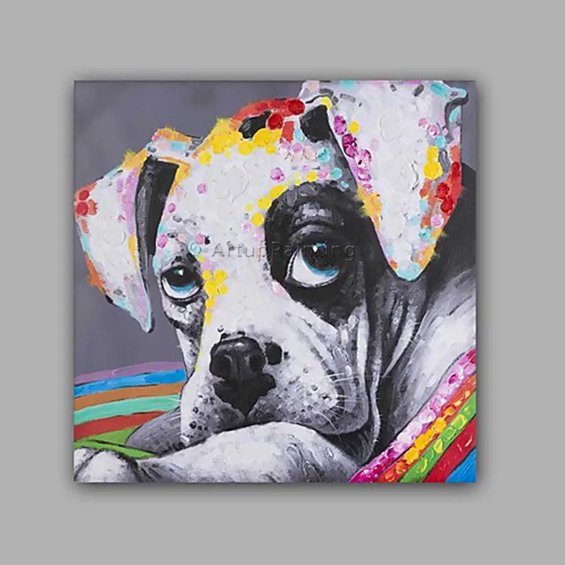 

Dog painting Canvas acrylic painting wall art pictures for living room home decor pop art animal Painting cuadros decoracion 004